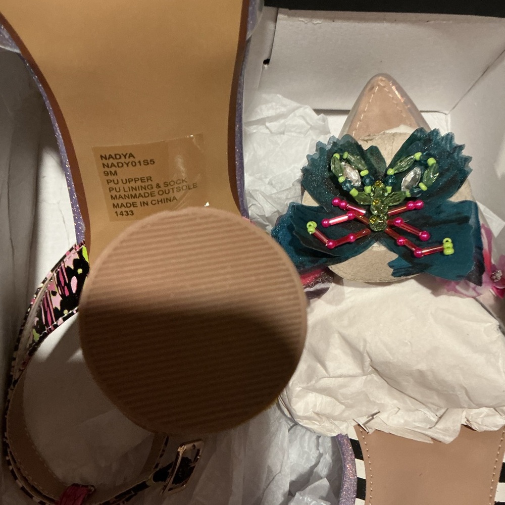 Betsey Johnson Pink Floral Butterfly Embellished Sandals - Picture 5 of 6